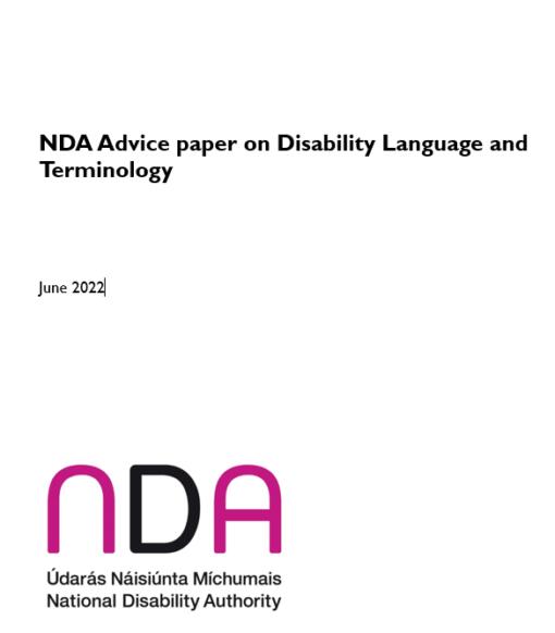 Cover of NDA Draft Advice Paper on Disability Language and Terminology