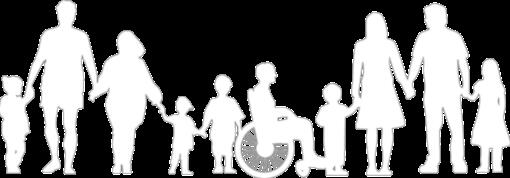 Group silhouette of people of different sizes and abilities