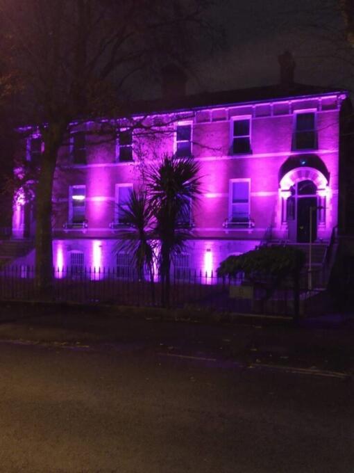 NDA building on Clyde Road, Ballsbridge, lights up for International Day of Persons with Disabilities 2019