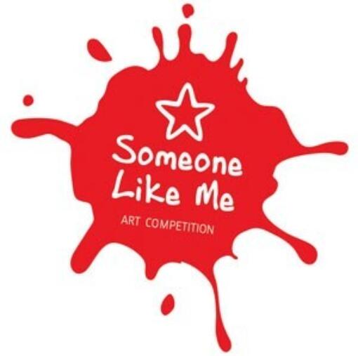 Someone Like Me competition logo of a red splash of paint.