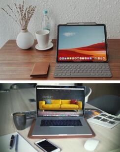 Two laptops on desks