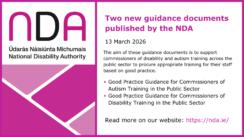 A pink and white geometric design with text reading "Two new guidance documents published by the NDA2 and details of the reports. The NDA logo is in the top left corner