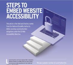 Cover page of the NDA article in the Spring 2024 edition of the Local Authority Times titled 'Steps to Embed Website Accessibility'