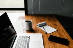 Laptop, desk, coffee mug - Andrew neel via unsplash