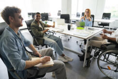 Blind person working inclusive office job